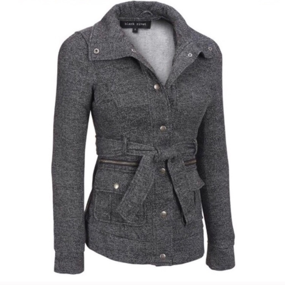 🍃Gray Black Rivet Jacket! Faux Jean look 🤩